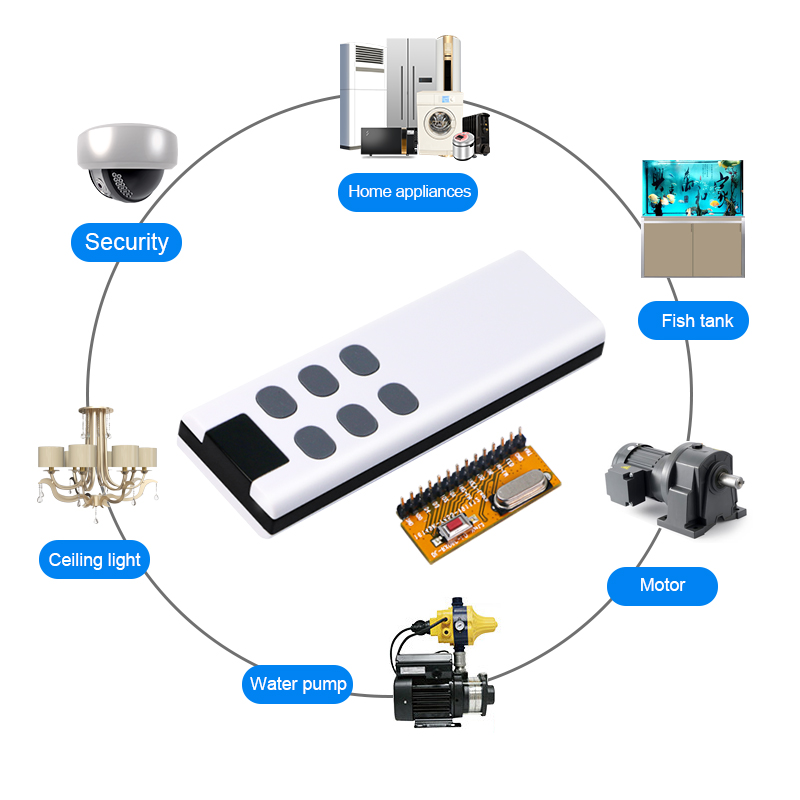 433/315MHz Six Keys Learning Code Remote Control